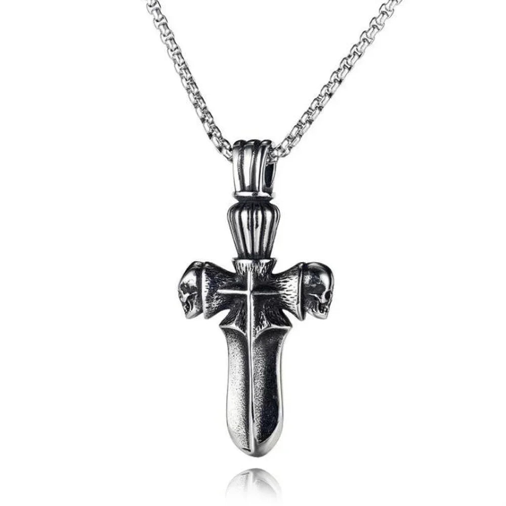 Gothic Hip Hop Skull Pendant Necklaces For Men Stainless Steel Punk Fashion Skeleton Necklace Halloween Jewelry Gifts Wholesale