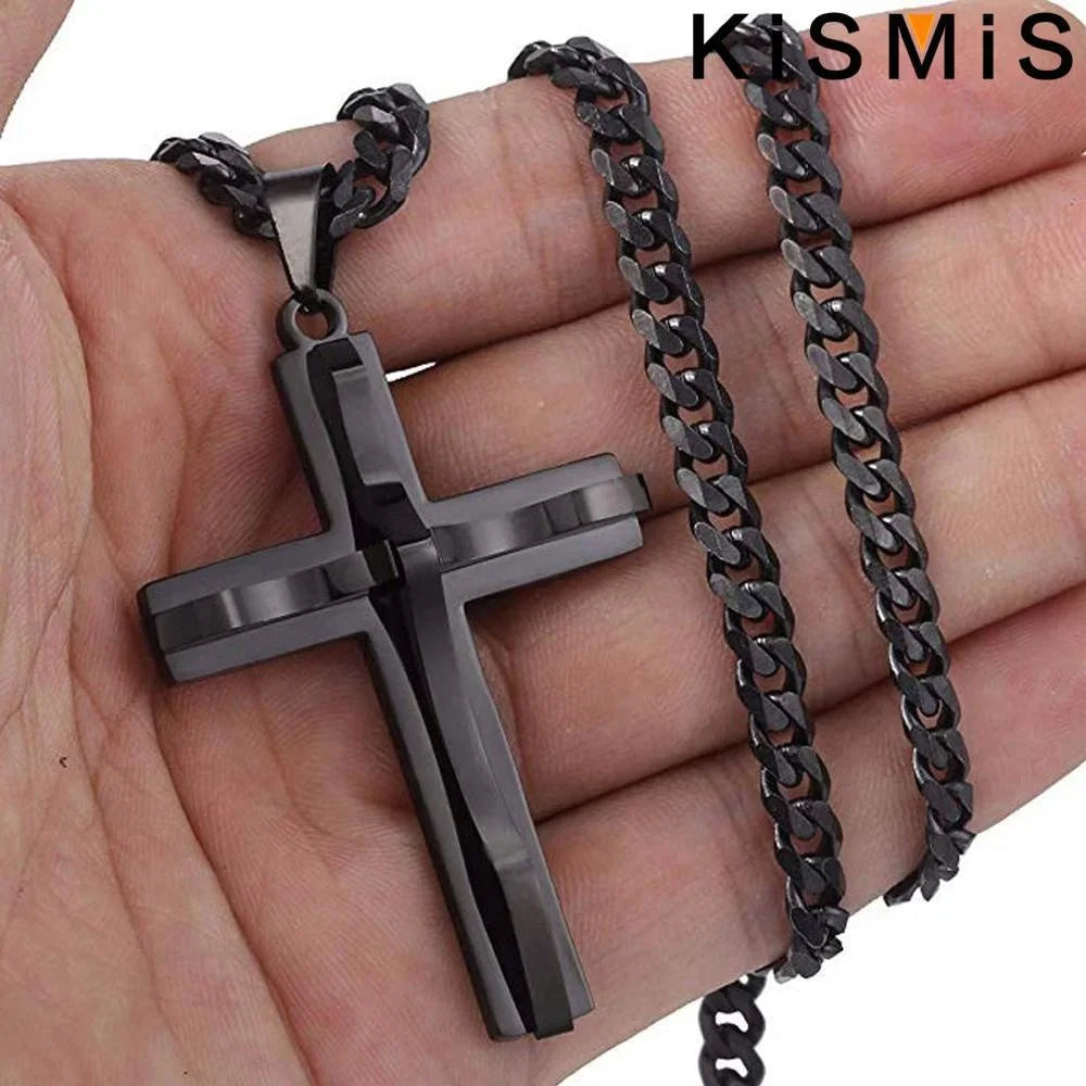 Men's Cross Pendant Necklace Fashion Hip-hop Jewelry Accessories Stylish Design Unique Gift for Him