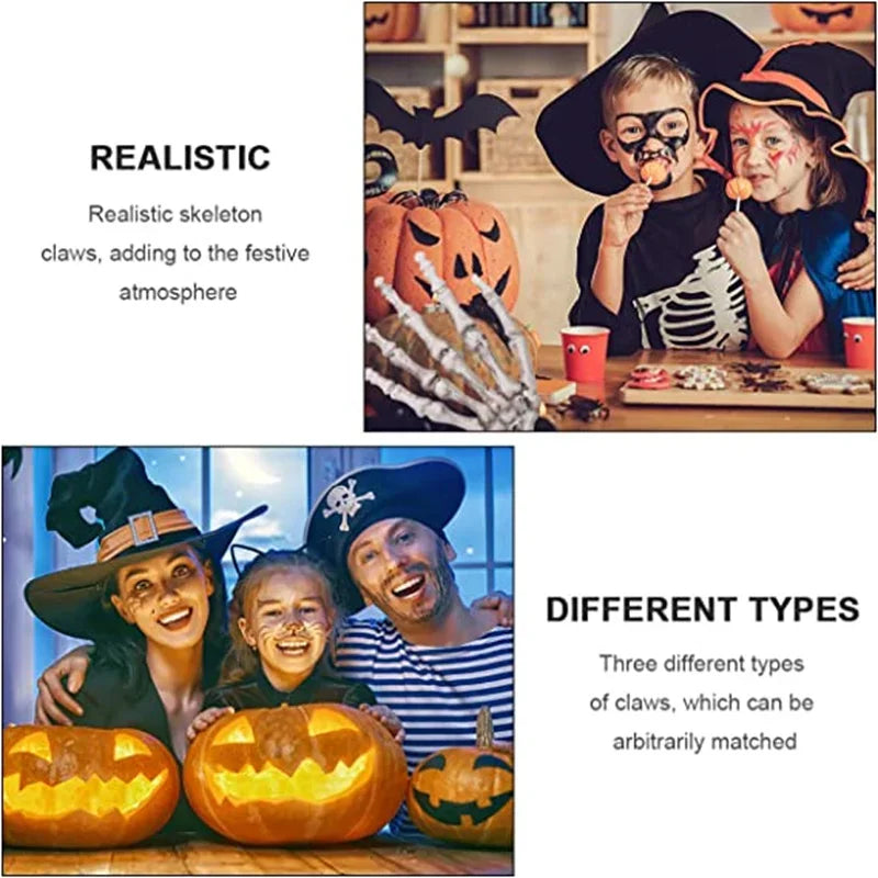 1-6Pair Halloween Skeleton Hand Scary Realistic Hand Bone Skull Decors Party Haunted House Halloween Terror Decoration Props