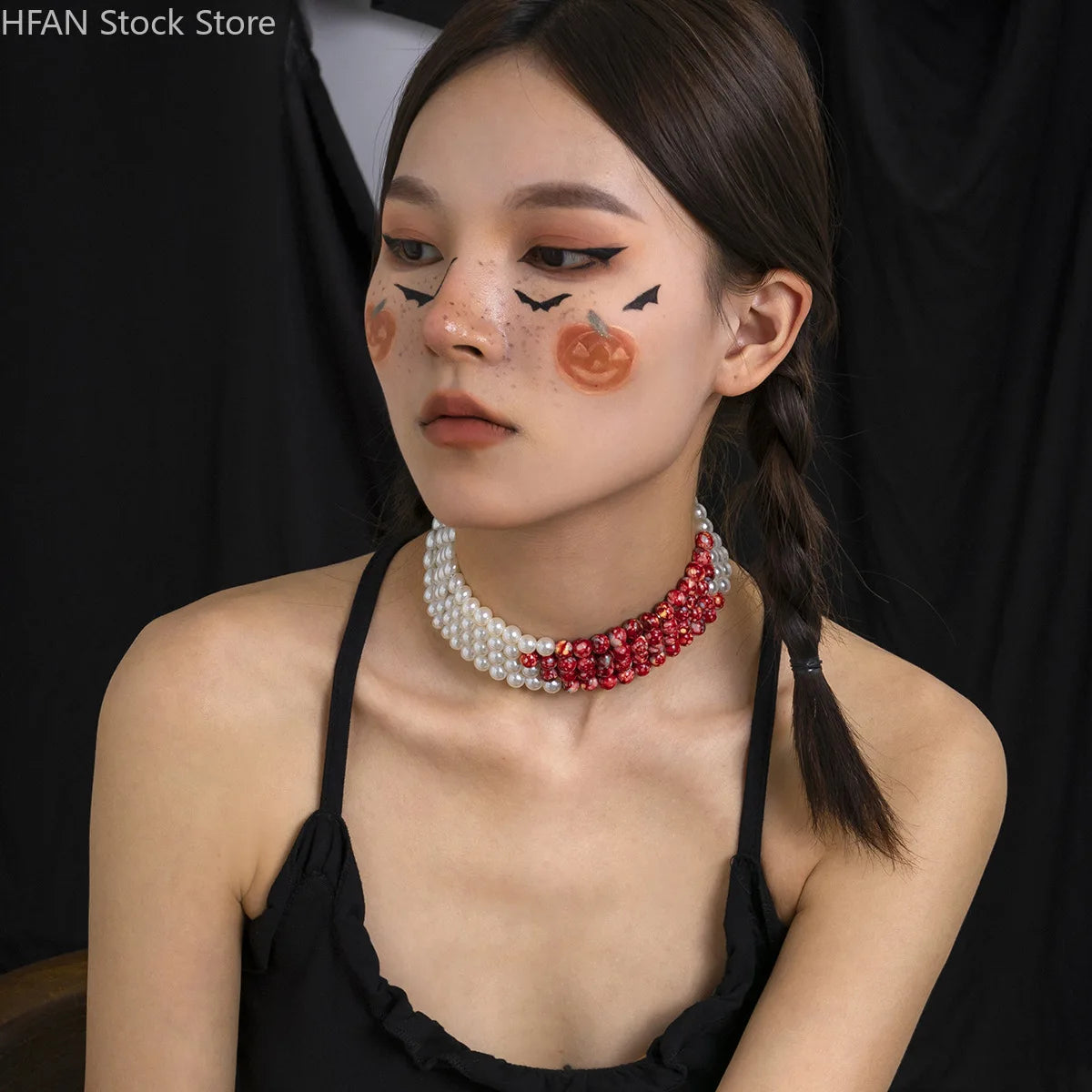 Necklace Dripping Blood Imitation Pearls Womens Necklace Halloween Choker Gothic Style Pearls Creative Tassel Choker Necklace