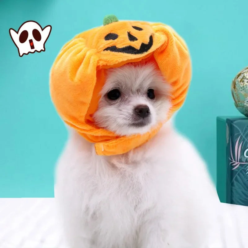Cute Pet Pumpkin Hat Halloween Pet Dog Cat Hat Dress Up Headdress Small Dog Cat Cosplay Costume Funny Party Pet Decorative Hat