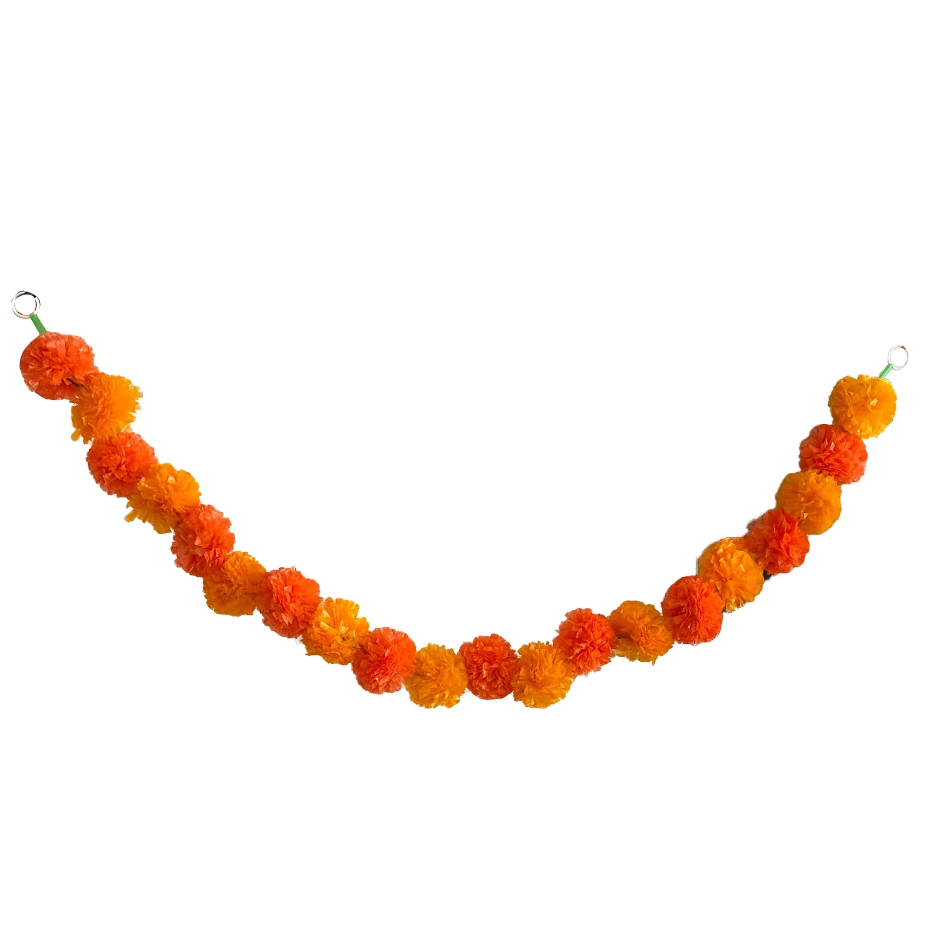 2 Pcs Marigold Flower Garland with бо Flowers for Diwali Mexican Dia de los Muertos DIY Wreath Day of The Dead Decor Party