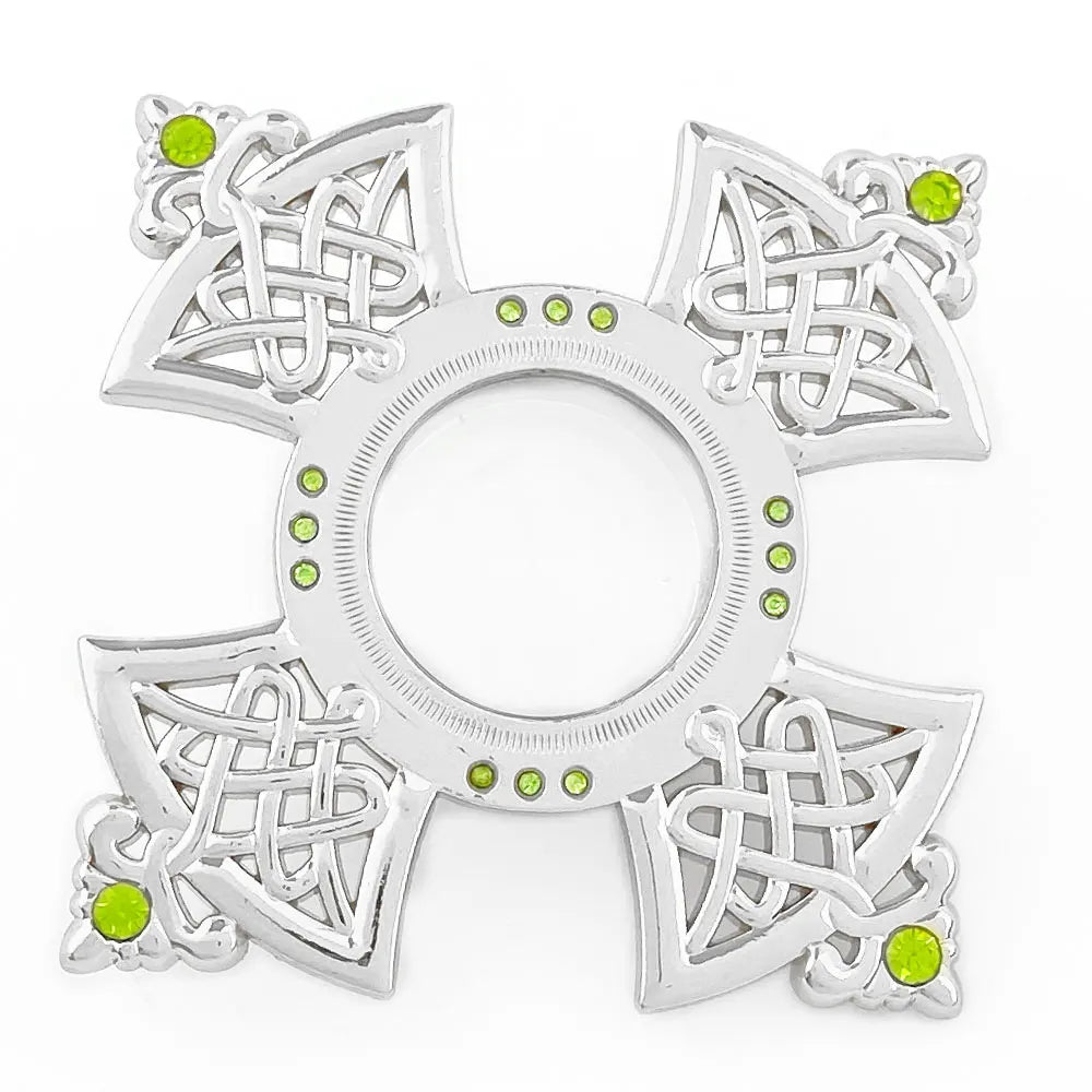 HTISOK Orthodox Holy Water Vessel Gold Plated Alloy with Celtic Cross Church Sanctuary Family Spiritual Space Religious Decor