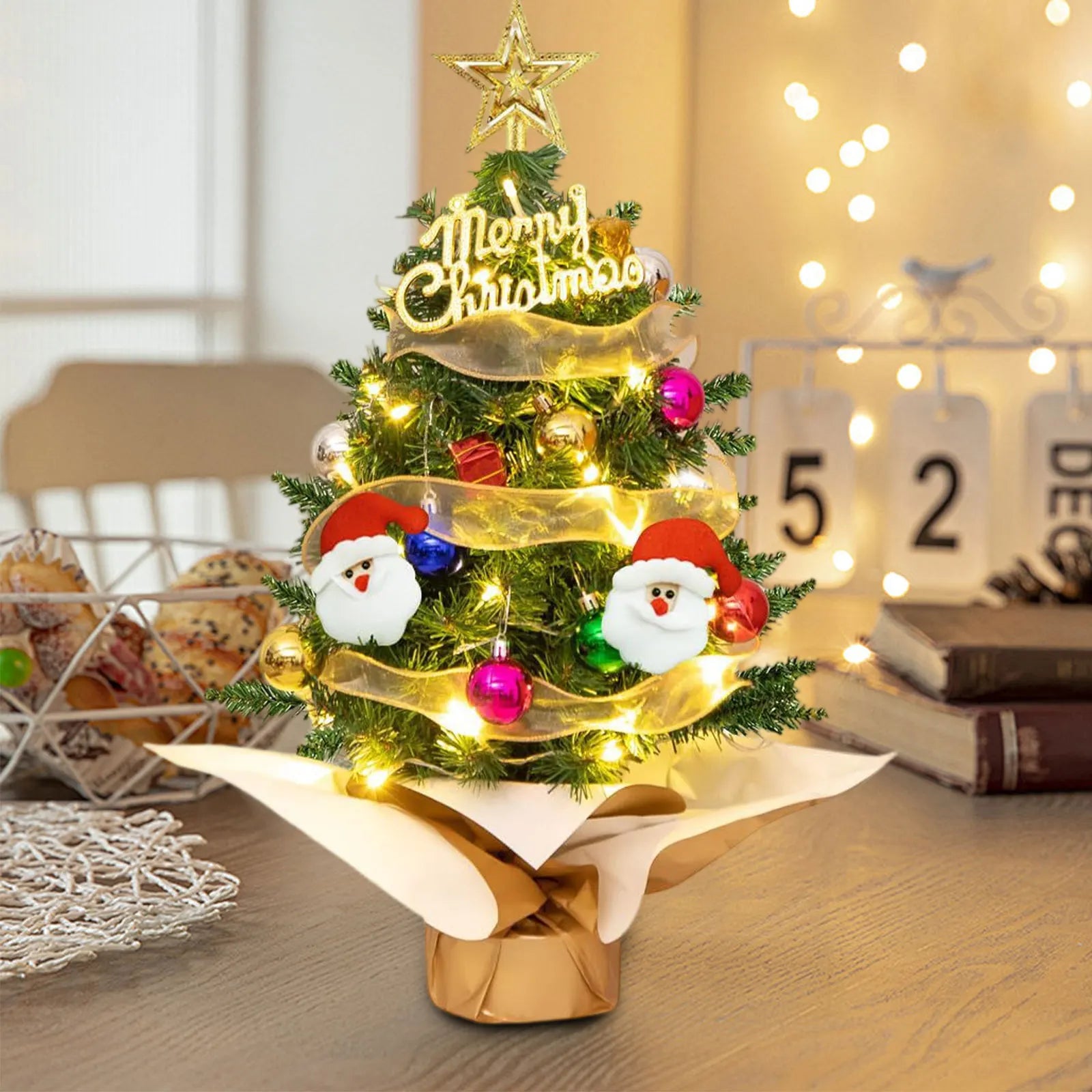 Christmas Tree Set Christmas Decor With Lights Desktop Mini Christmas Tree Ornaments New Year Party Decoration Gift Navidad