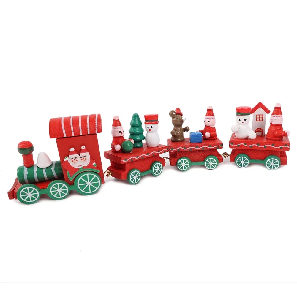 Christmas Train Painted Wooden Plastic  Mini Christmas Tree Train Christmas Decorations Festival Party Xmas Table Top Ornament