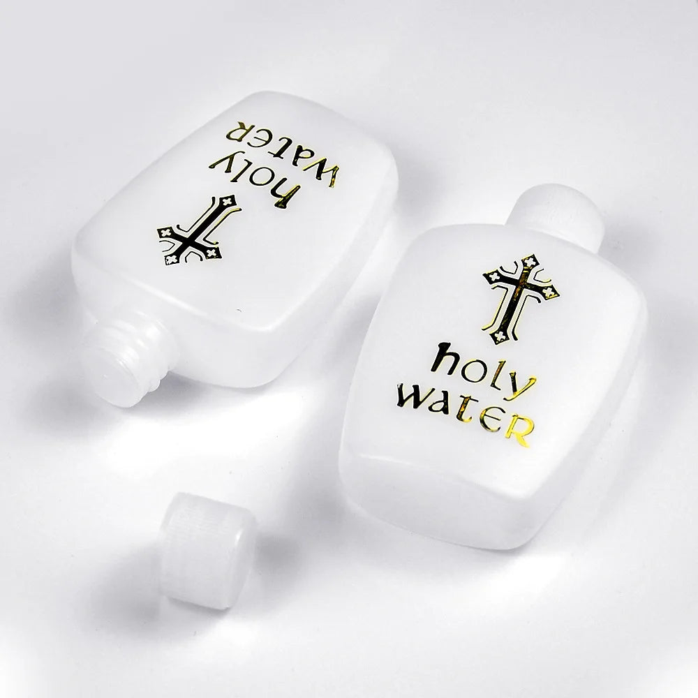 Plastic Holy Water Bottle with Jesus Cross-Catholic&Christian Religious Empty Refillable Container, for Baptism, Church, Prayer