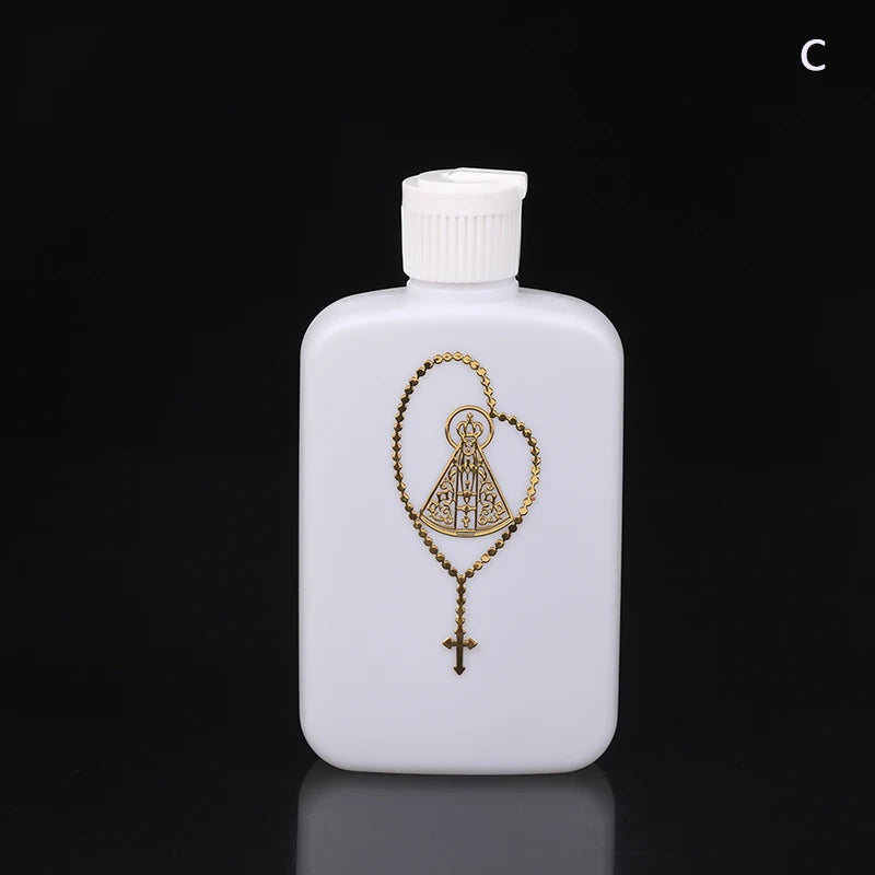 100ml Holy Water Bottles With Screw Lid Plastic Holy Water Container Holy Water Empty Containers With Gold Cross
