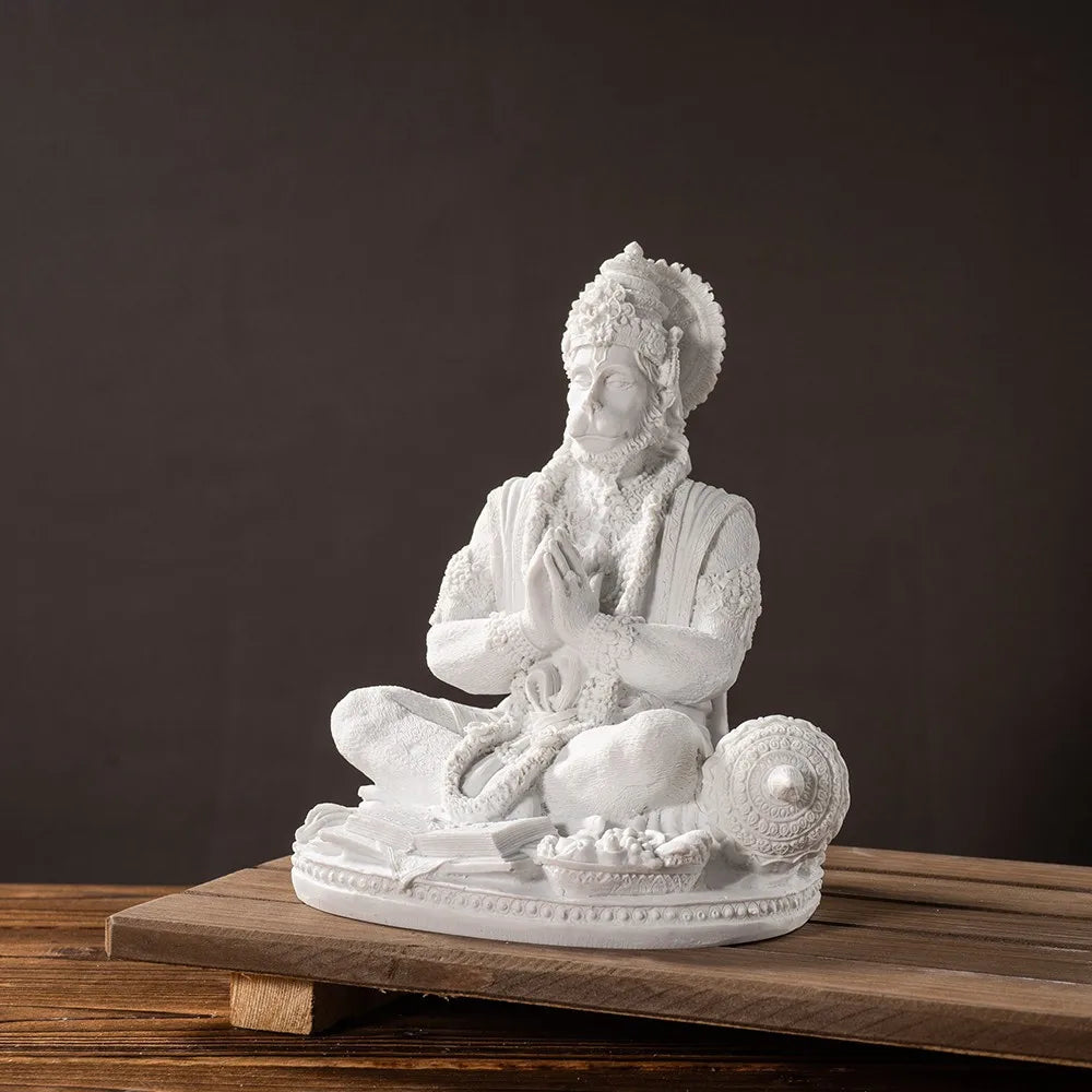 Vilead Sandstone White Hanuman Statue Hindu Monkey God Sculpture Yoga Meditation Decoration Buddha Ganesha Vishnu India FengShui