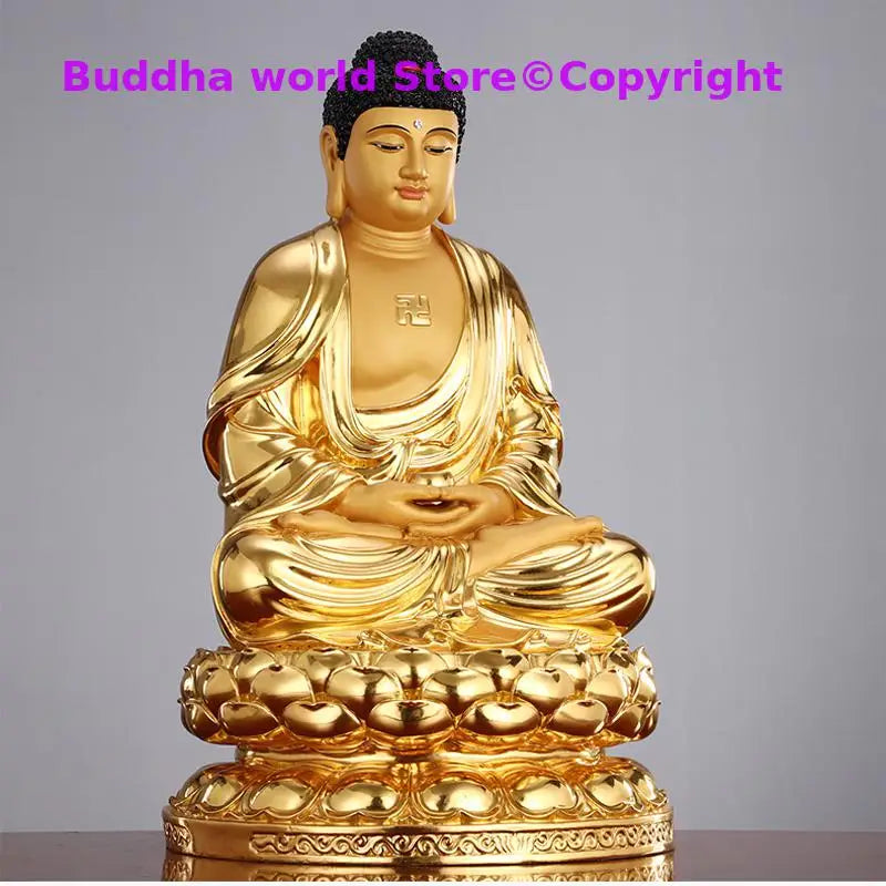 Asia GOOD high grade gilding copper Amitabha Sakyamuni Buddha statue HOME Patron saint bless safe health good LUCK protection