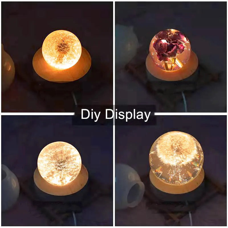 Wood Desktop Decorative Lights Light Base Night Light Wooden Led Usb Display Light Display Stand Lamp Holder Lamp Art Ornament