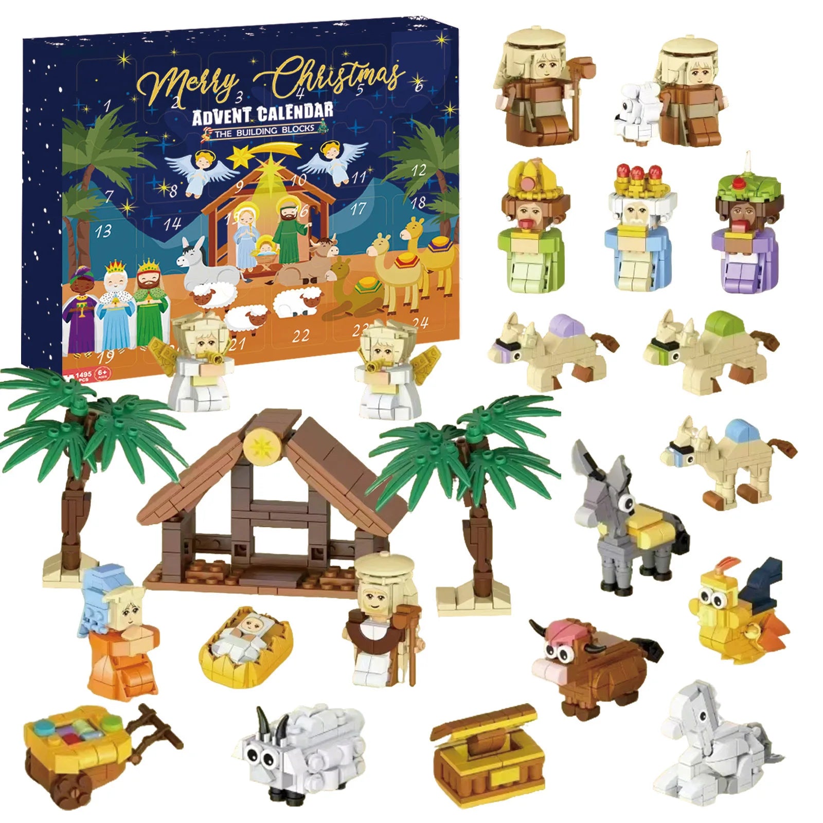 Christmas Advent Calendar Gift Box Diy Nativity Jesus Bricks Toys 24Days Countdown Calendar Surprise Christmas Home Decoration
