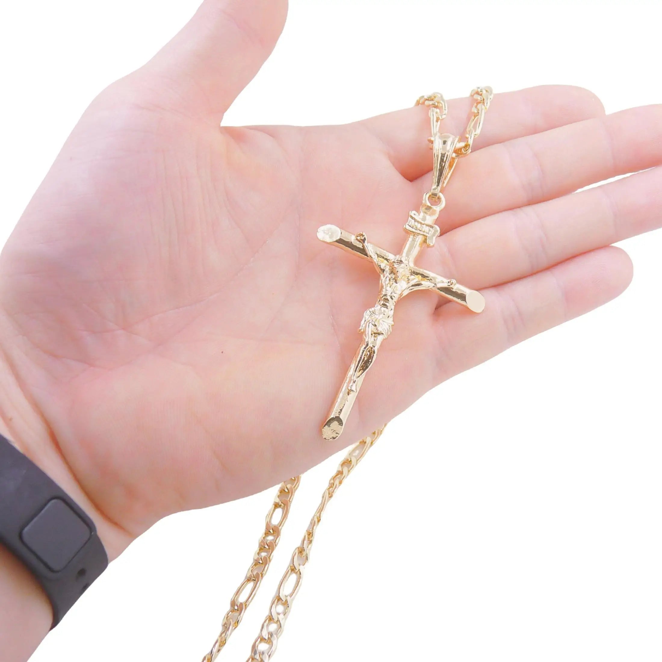 Gold-plated chain Jesús Pendant Cross necklace
