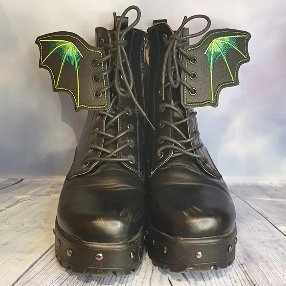 1Pair Fashion Leather Bat Shoe Wings Ornament Halloween Party Fun Skate Shoes Decorations DIY Adult Kids Shoe Decor Accessories