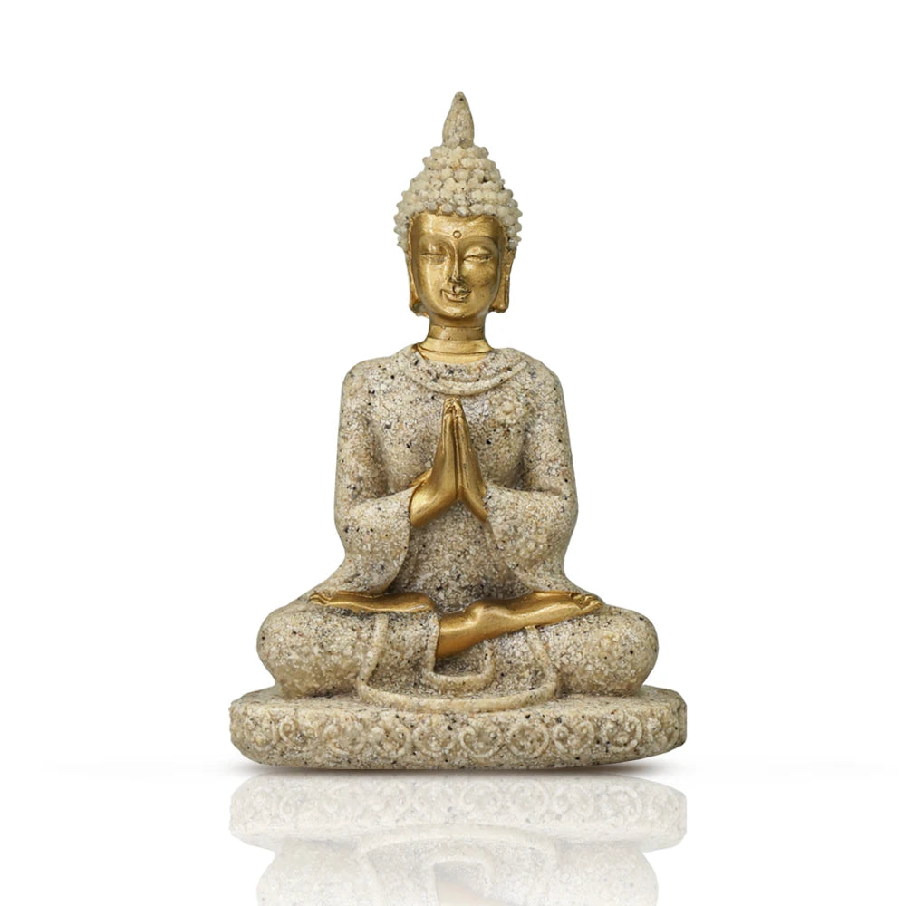 Miniature Buddha Statue Nature Sandstone Fengshui Thailand Buddha Sculpture Hindu Figurine Home Decorative Ornament