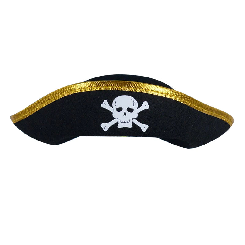 Halloween Pirate Cosplay Party Set Pirate Eye Patches Pirate Flag Skull Print Pirate Captain Costume Cap for Halloween Kids Gift