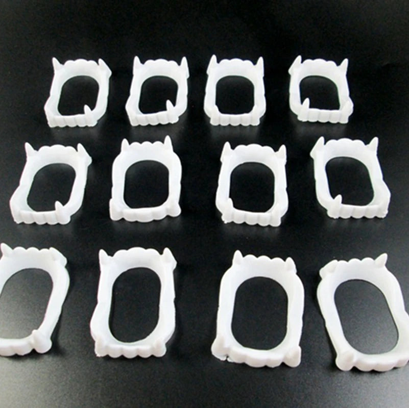 10pcs Halloween Party Prank Toys Simulation Rotten Teeth Vampire Denture Masquerade Cosplay Fake Teeth Trick Props