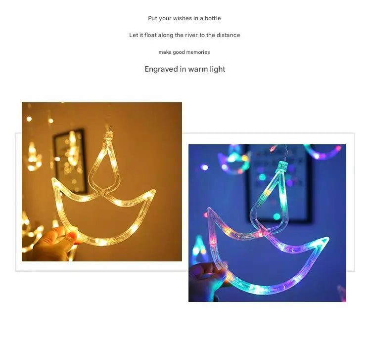 Diwali String Lights Usb Plug Diya Curtain Light Festival Lamp for Wall Window Bedroom Decor Indoor Outdoor Eid al-Fitr Muslims
