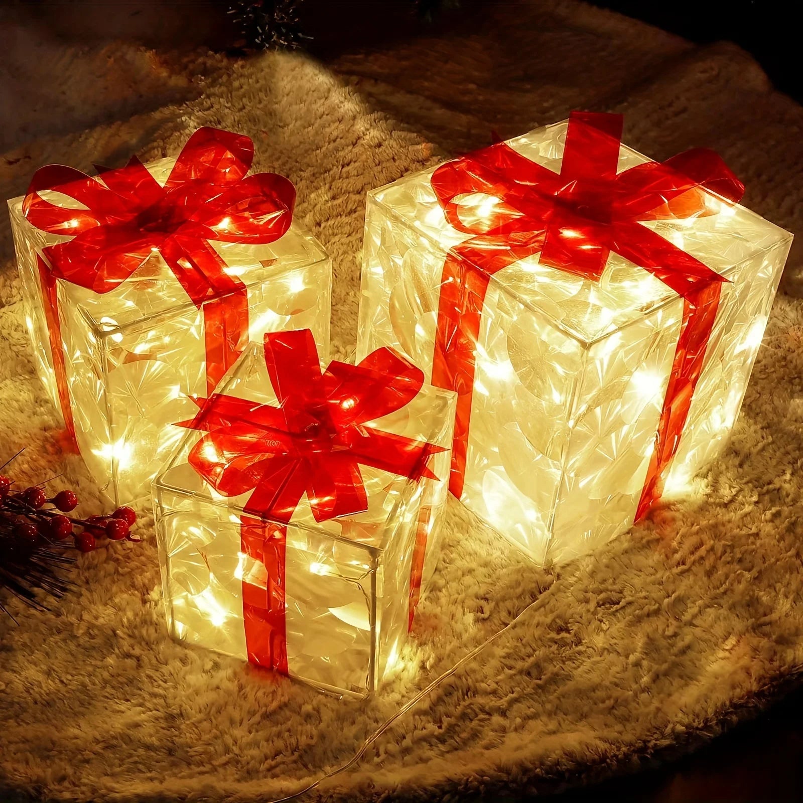 Three Sets Of Christmas Luminous And Exquisite Decorative Lights, Detachable Gift Box And Lighting Fixture,Christmas Decorations