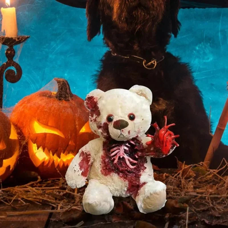 Halloween Horror Plush Bear Haunted House Decoration Atmosphere Holiday Party Prank Animal Shredding Props Resin Crafts