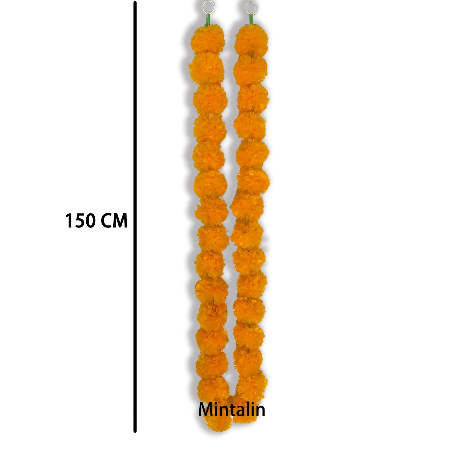 Marigold Garland for Decoration 10 Pcs of 5 feet (1,52 m)˜ Long Strands Artificial Marigold Flowers, Indian Décor for Pooja