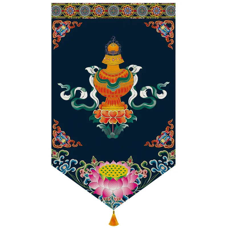 Wholesale Buddhist supplies # HOME Temple altar Wall decor Auspicious blessing Kalachakra Hanging decoration painting Ornament