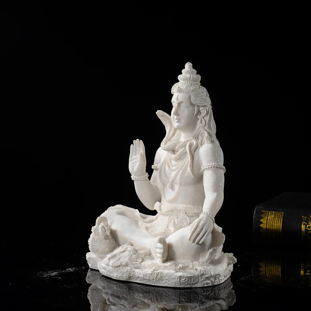 Vilead 13cm Sandstone Shiva Statue Yoga Figurine Ornament Zen Meditation Buddha Decor India Religion Feng Shui Craft Home Living