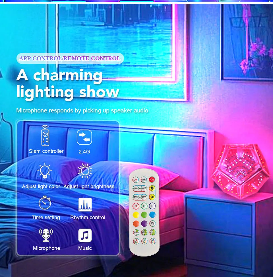 LED RGB Night Lights Dodecahedron Dreamy Geometric Space Lights Atmosphere Night Creative Color Home Decorative Light Gifts