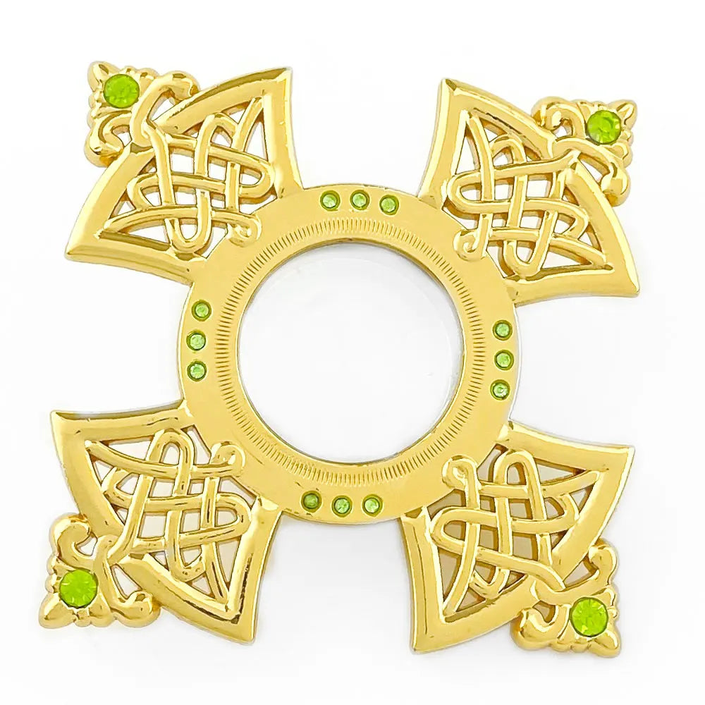 HTISOK Orthodox Holy Water Vessel Gold Plated Alloy with Celtic Cross Church Sanctuary Family Spiritual Space Religious Decor