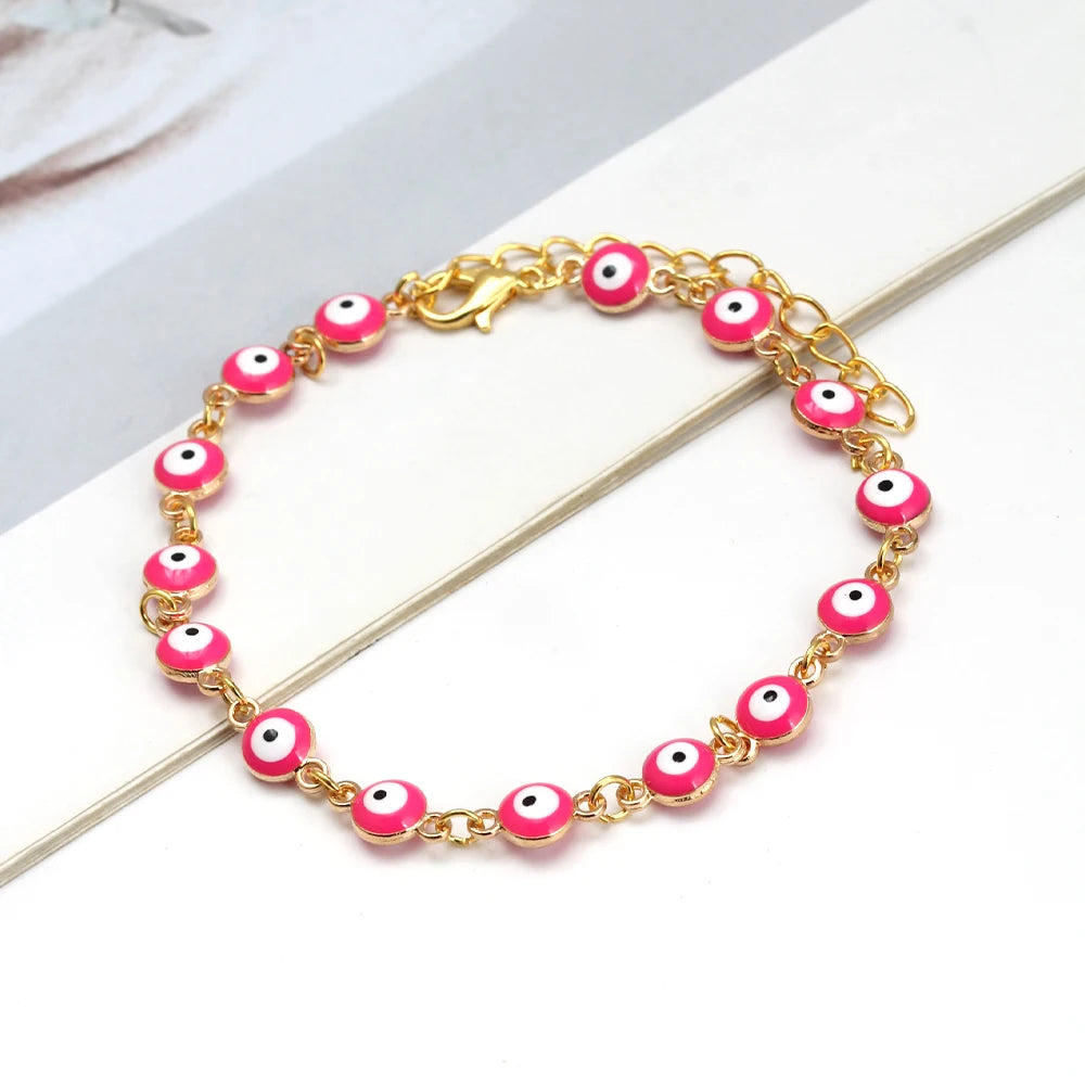 EVIL EYE Adjustable Alloy Foot Chain Women Anklet Drop Oil Turkish Evil Eye Anklet tobilleras mujer תכשיטים chaine de cheville