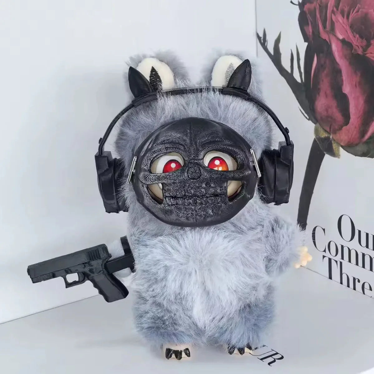 Plush Doll Funny Kit-Creative Mask Headphones Gun Doll DIY Accessories Outfit Clothes for Labubu Halloween Dress Up