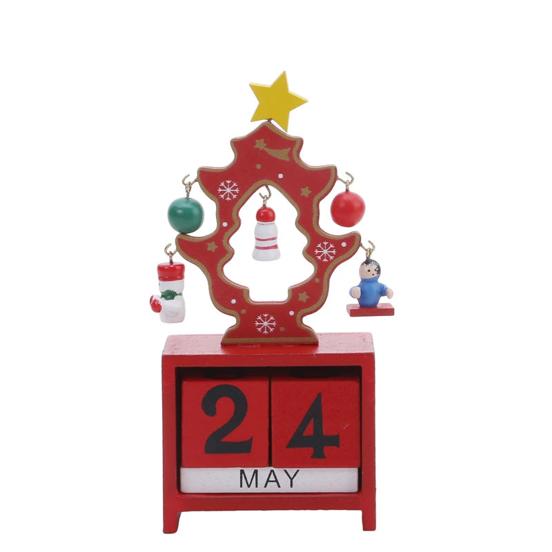Christmas Count Down Calendar Santa Claus Elk Snowman Wooden Calendar Christmas Ornaments Home Desktop Decoration New Year Gifts