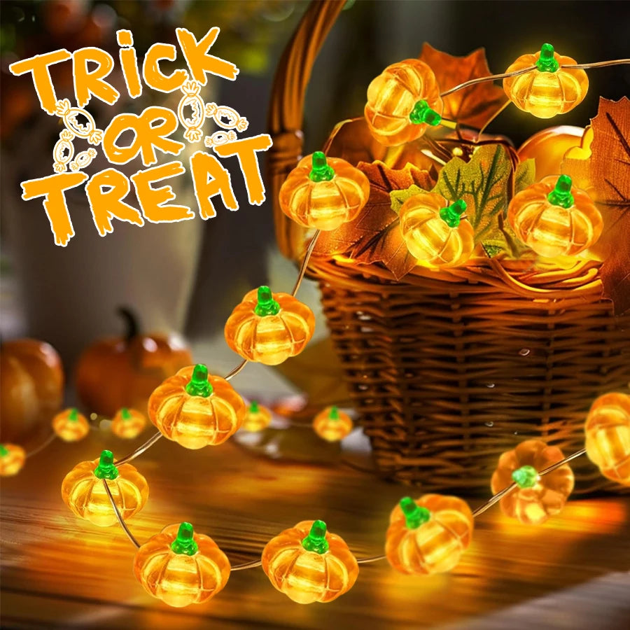 Halloween Cubic Pumpkin String Lights 1/2/3M Warm White Always Bright Event Party Decoration Creative Ambient Lights