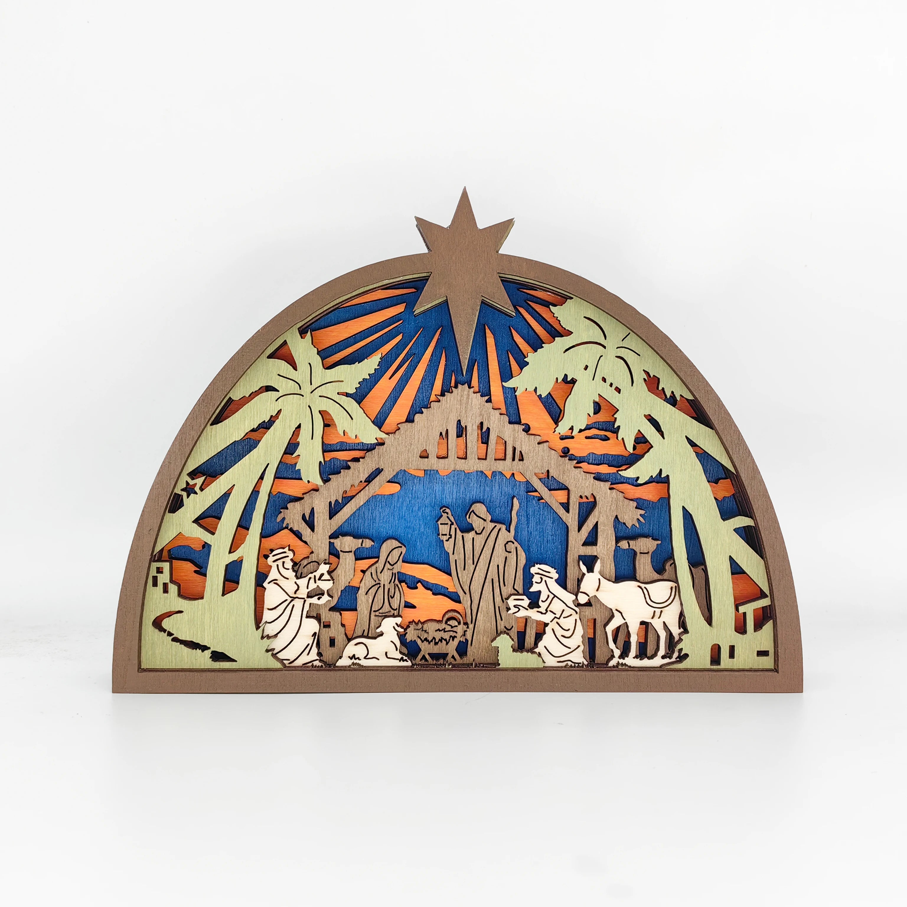 New Christmas Wooden Crafts Wooden Christmas Jesus Ornaments Home Holiday Decorations