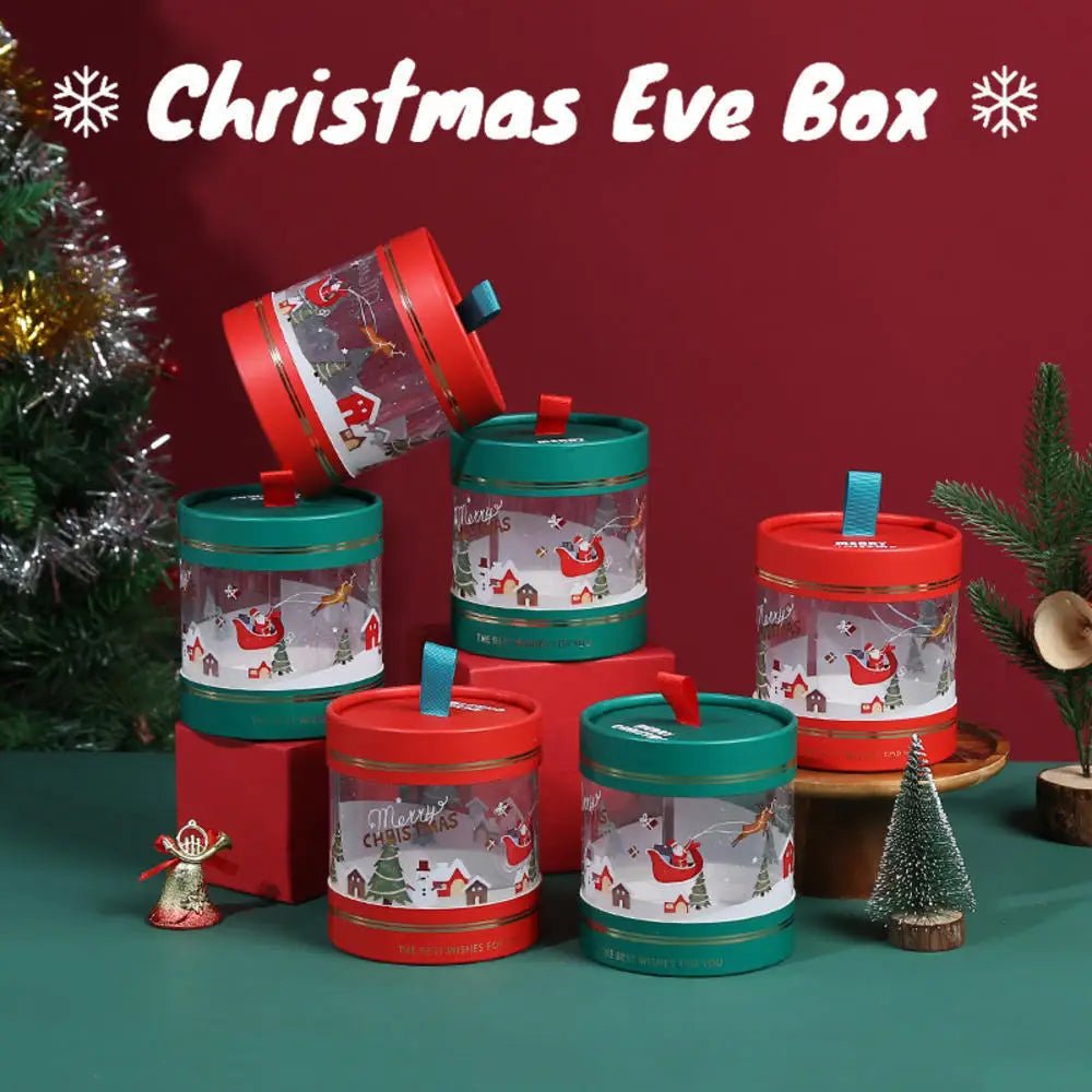 Christmas Gift Packaging Box Festive Dessert Party Decoration Treats Cake Hug Bucket Plastic Transparent Storage Case Home