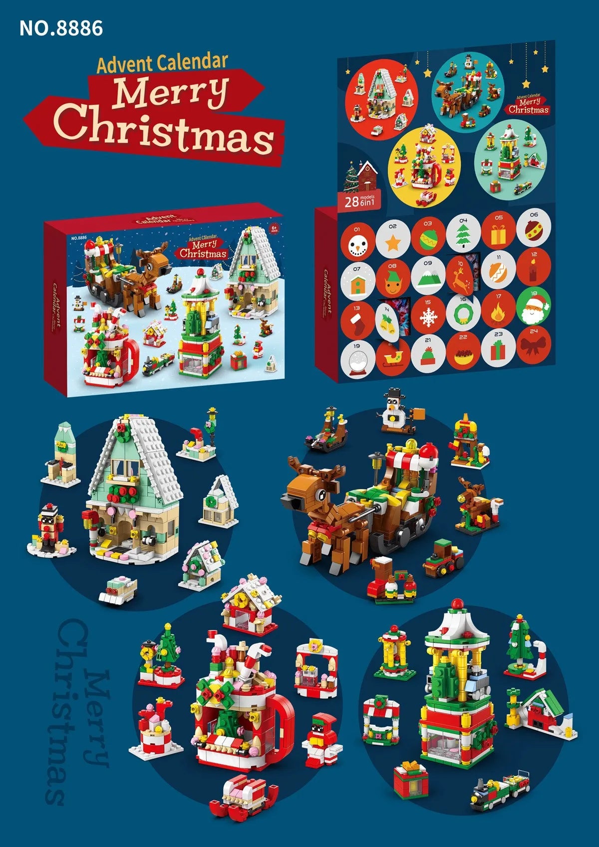 Christmas Advent Calendar Gift Box DIY Christmas Train Jesus Bricks Toys 24Days Countdown Calendar Box Surprise Christmas Gift