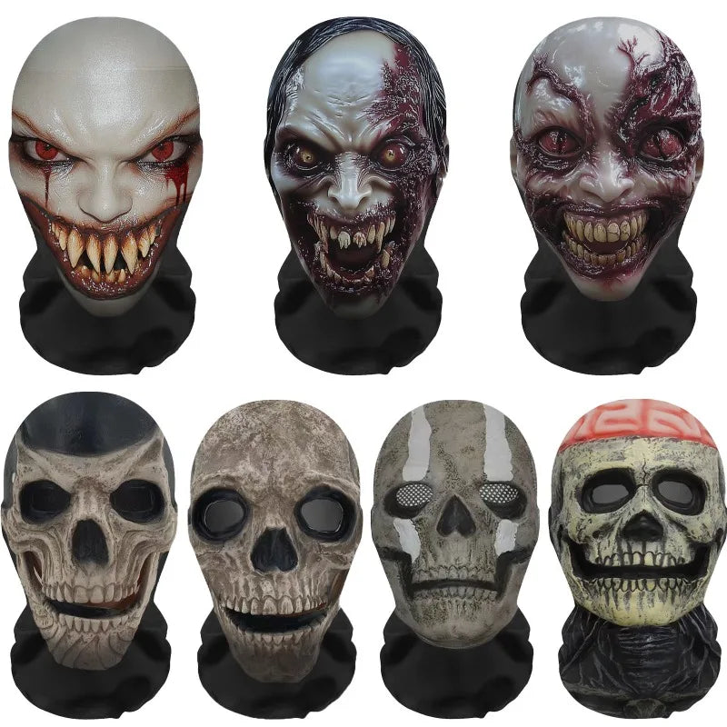 3D Printed Skull Pattern Mask Halloween Party Funny Cosplay Props Full Face Elastic Mesh Breathable Masks Balaclava Headcovers