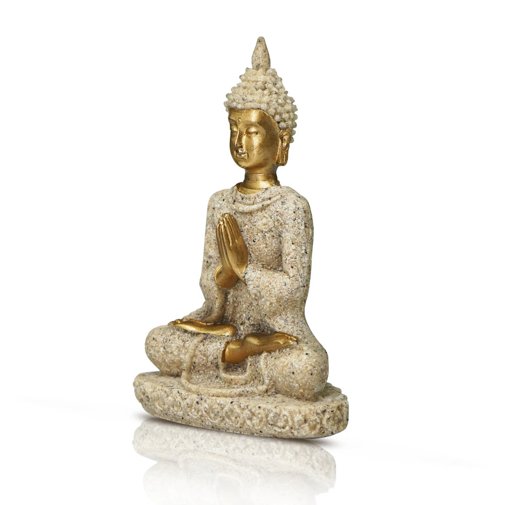 Miniature Buddha Statue Nature Sandstone Fengshui Thailand Buddha Sculpture Hindu Figurine Home Decorative Ornament