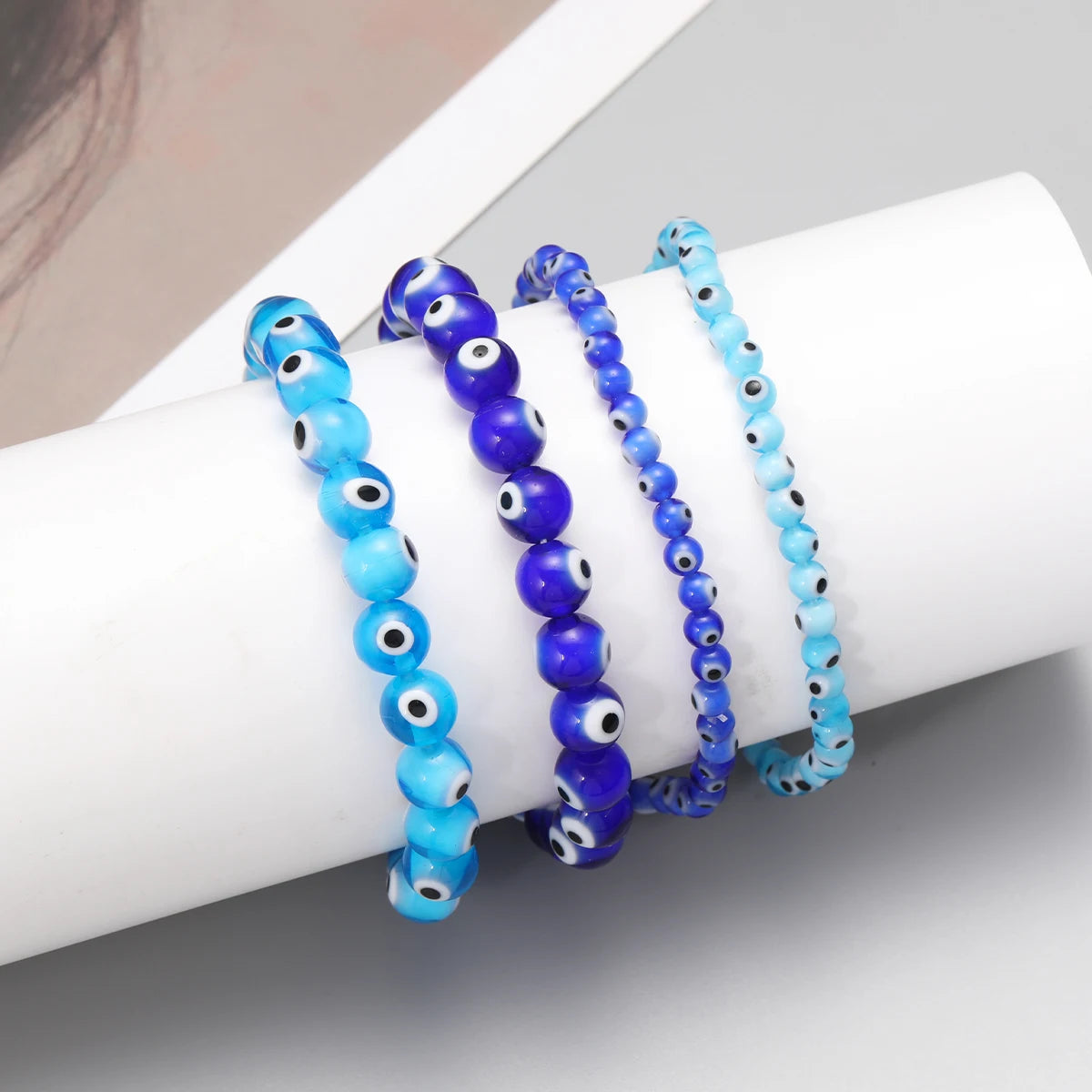 Classic Turkey Lucky Evil Eye Men's Bracelet Women's Blue Evil Eye Natural Stone Bead Bracelet Handmade Glamour Jewelry