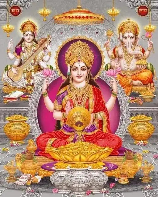 India Hindu God Ganesha Canvas Wall Art  Elephant God Series Religious Temple Print for Living Room Decor