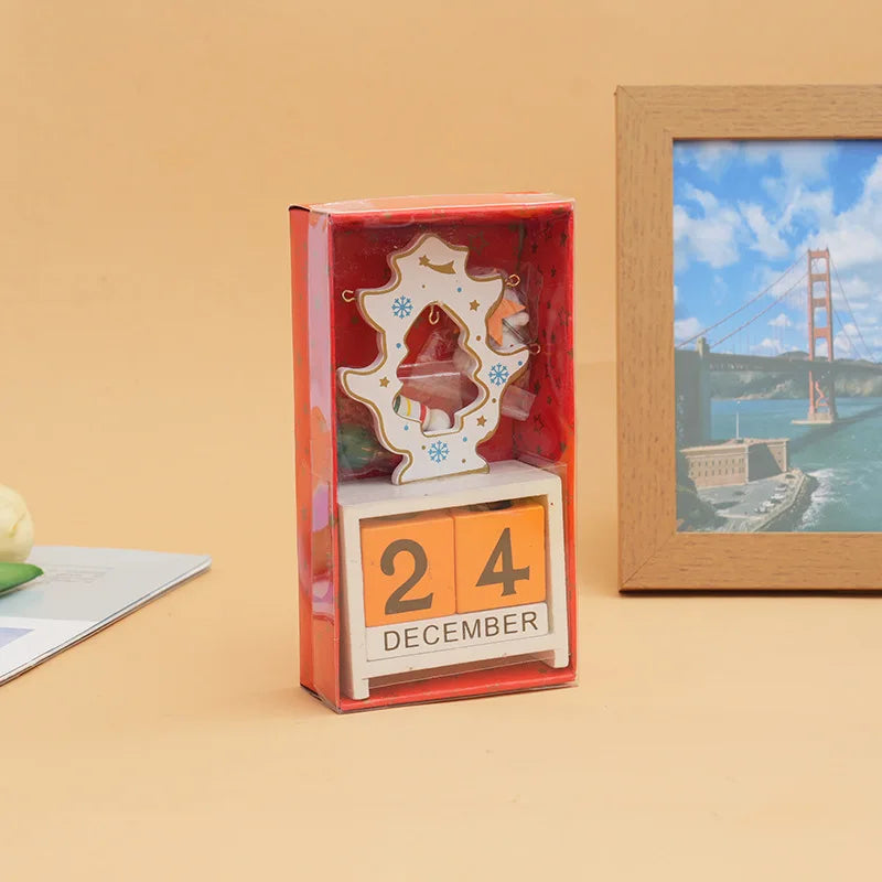 Christmas Gifts Wooden Calendar Tabletop Ornaments Santa Claus Christmas Tree Decorations Home Decoration Accessories