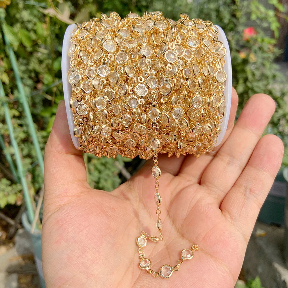 Colorful Evil Eye Beads Chains Stainless Steel Link Pearl Beaded Chains Turkey Eye Link Chain for Necklace Making Jewelry DIY