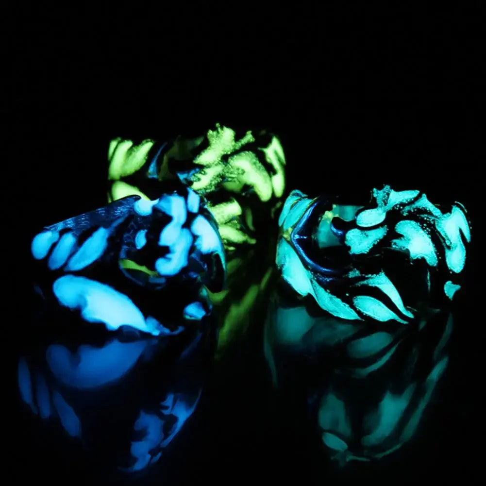 Luminous Dragon Rings Gothic Adjustable Men Stainless Steel Rings Unique Jewellery Vintage Halloween Gifts for Friends Anillos