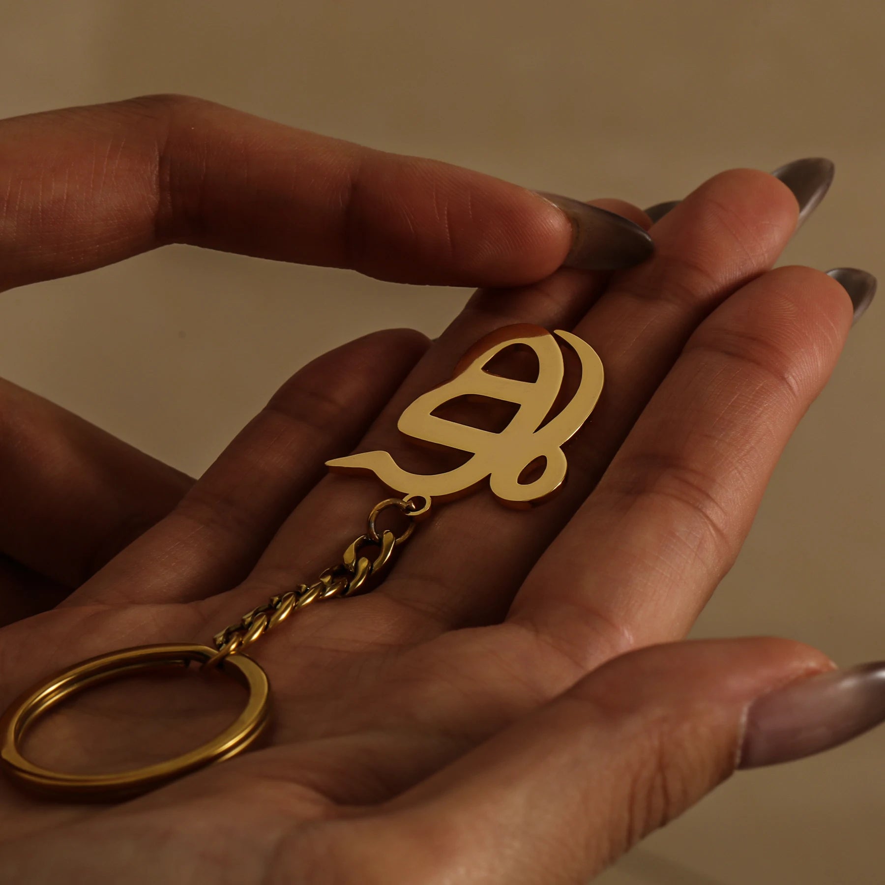 Punjabi Sikh Gold Keychain Pendant Gift 18K Stainless Steel Believer Faith Master Unique Symbol Religious Jewelry Souvenir