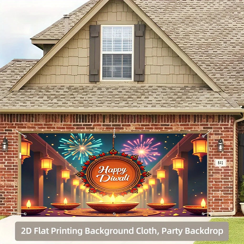 1PC2D Festival Indian Diwali celebration garage backdrop, suitable for home, outdoor, garden, no electricity required - wsj