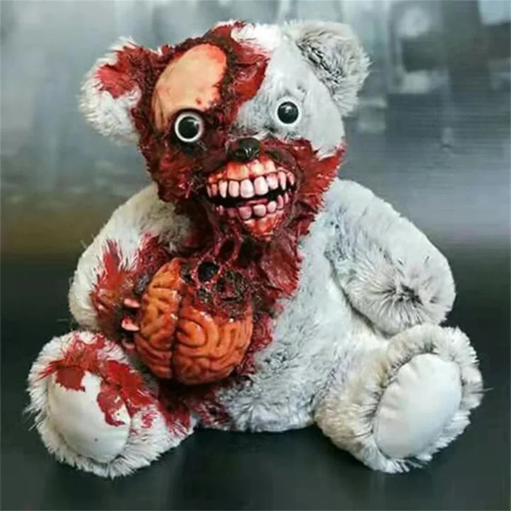 Halloween Horror Plush Bear Haunted House Decoration Atmosphere Holiday Party Prank Animal Shredding Props Resin Crafts