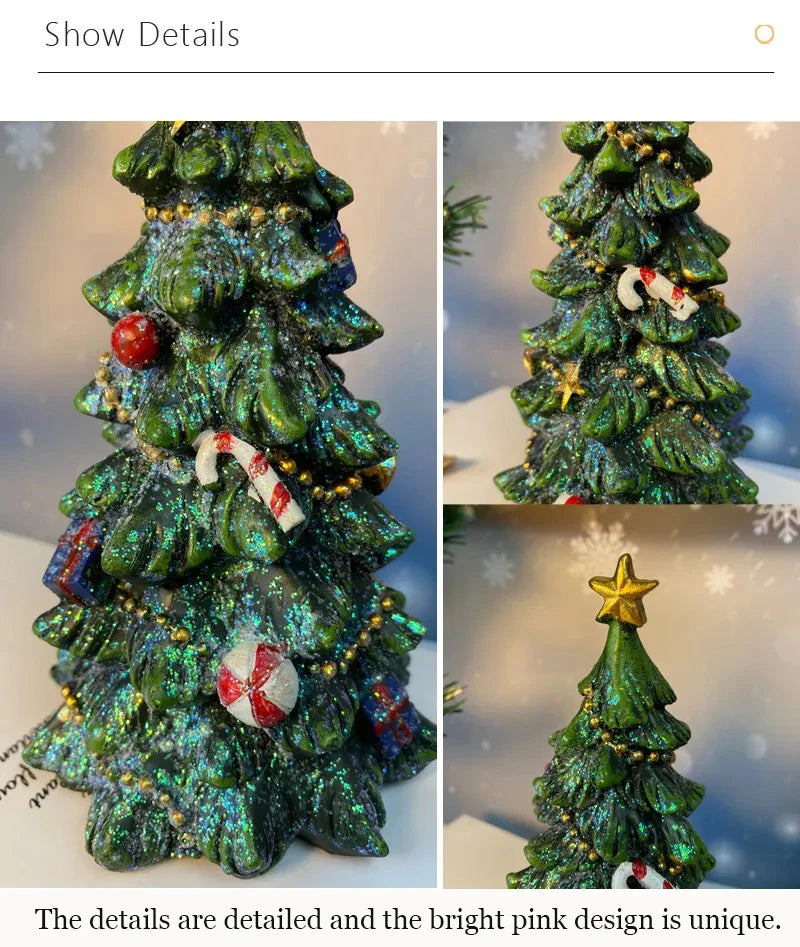 Christmas Tree Decorations Resin Sculpture Home Statues Figurines Christmas Trees Living Room Ornaments Table Desk Accessories