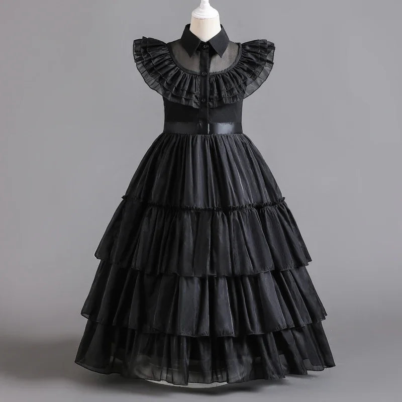 Children Wednesday Costume Girls Black Gothic Family Clothes Halloween Cosplay Costume for Kids Easter Carnival Fancy Dress Up