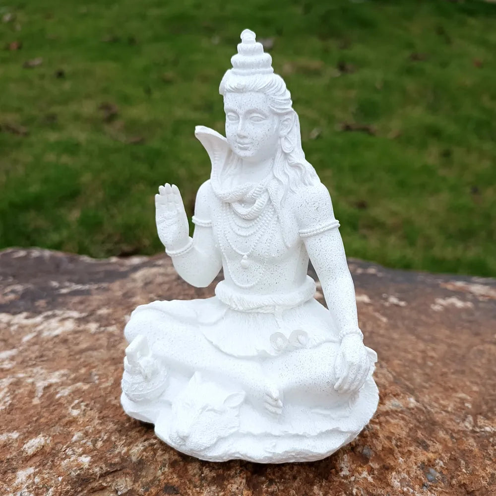 Vilead 13cm Sandstone Shiva Statue Yoga Figurine Ornament Zen Meditation Buddha Decor India Religion Feng Shui Craft Home Living