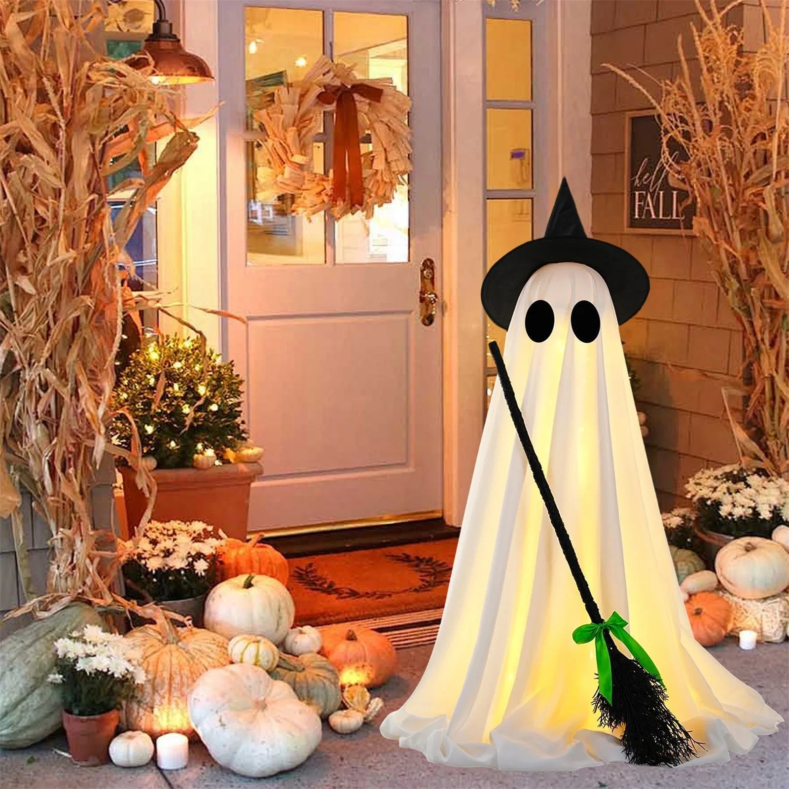 Halloween Decorations Indoor Spooky Halloween Decor With Witch Brooms Scary Decor With Led Lights For Front Yard Garden Home