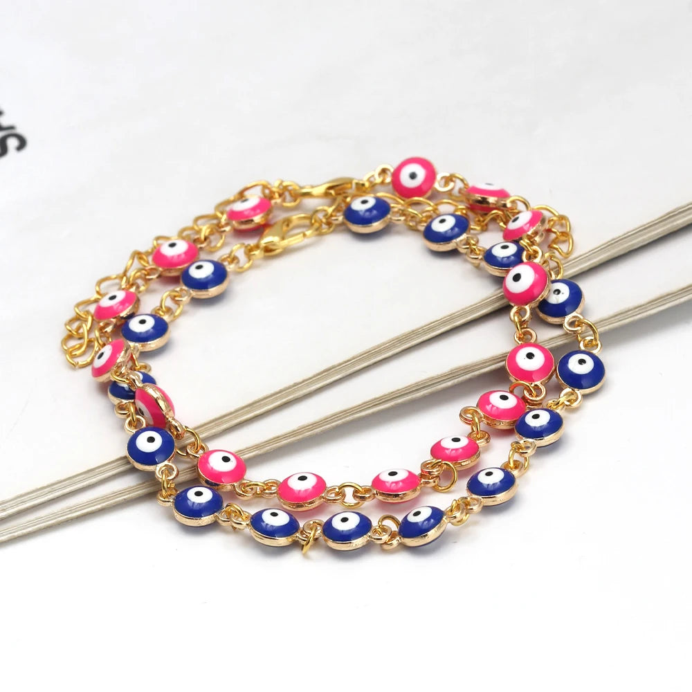 EVIL EYE Adjustable Alloy Foot Chain Women Anklet Drop Oil Turkish Evil Eye Anklet tobilleras mujer תכשיטים chaine de cheville